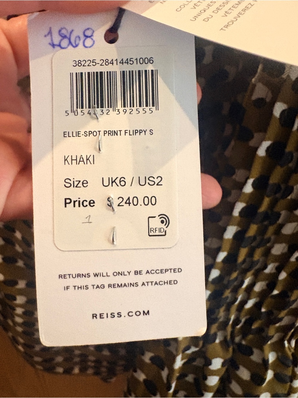 Reiss NWT Ellie Spot Print Lined, Pleated Mini Skirt Sz US 2 - Picture 5 of 10